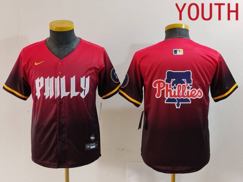 Youth Philadelphia Phillies Blank Red City Edition 2024 Nike MLB Jersey style 5